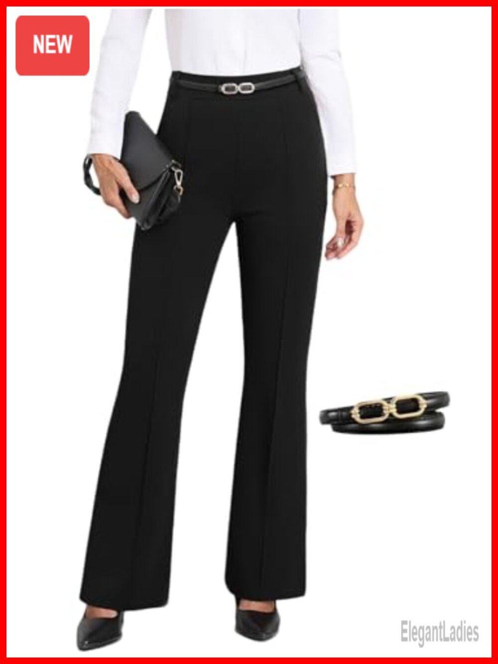 High Rise Bootcut Dress Pants Stretch Pleated Trousers